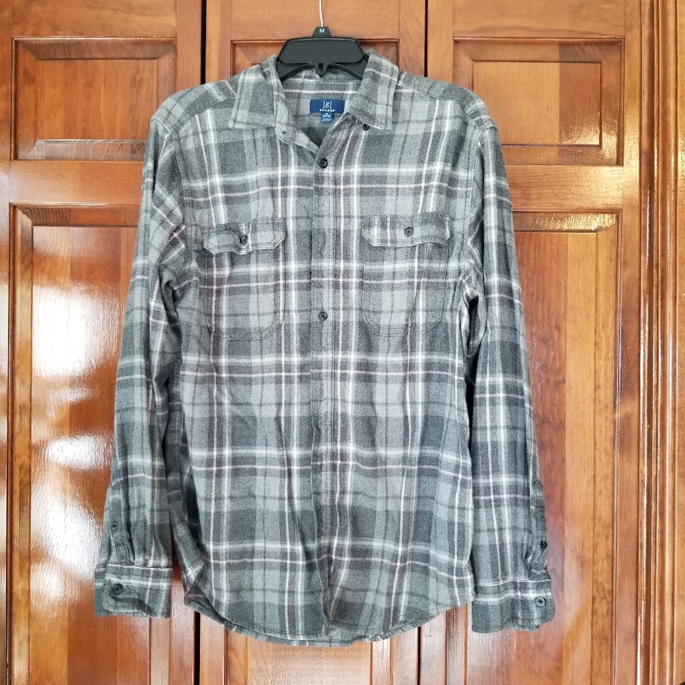 Gray Plaid Button-Up Shirt